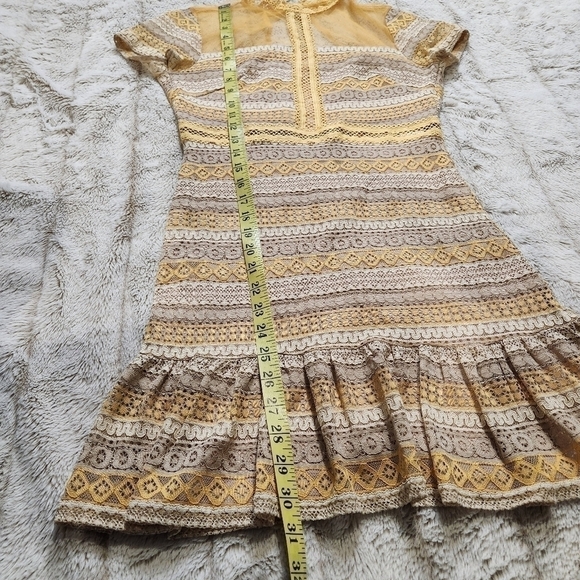 SIZE XS Mini dress high neckline lace dress short sleeve FRANCESCA'S NWT - Picture 11 of 16